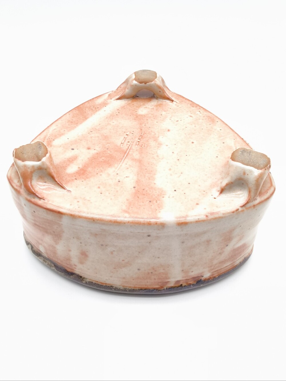 Handcrafted Signed Ceramic Rounded Triangular Bowl - Picture 12 of 13